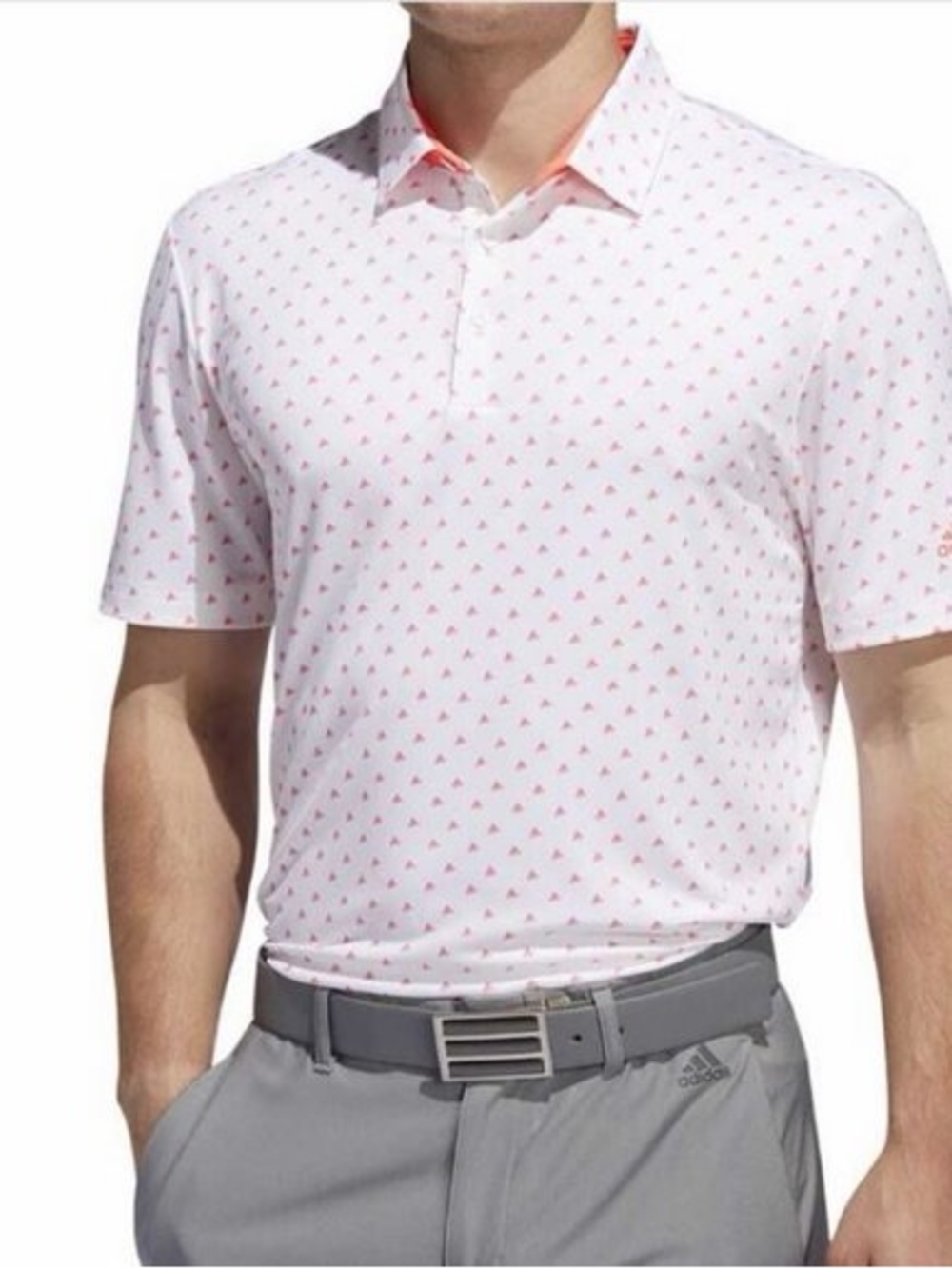 adidas White Polo with Pink Dot Print